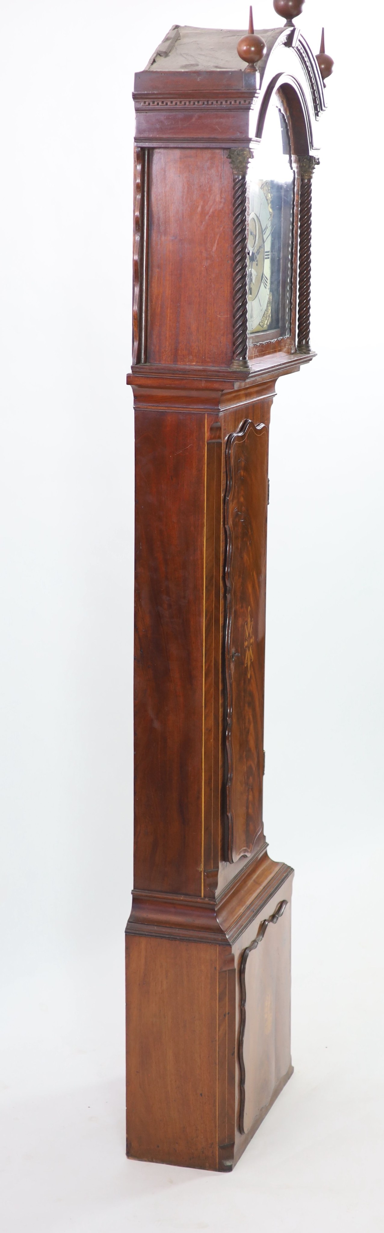 Joseph Clegg of London. A George III inlaid mahogany eight day longcase clock, W.50cm H.251cm